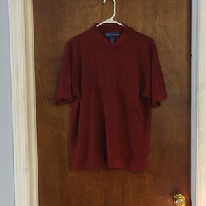 Maggie McNaughton 2X Ladies/Women's Brurgandy Short Sleeved Sweater